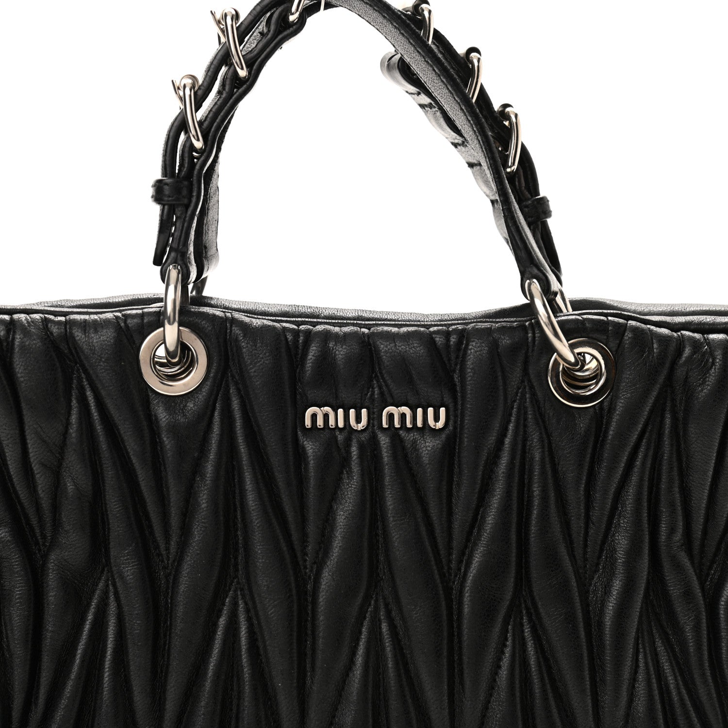 Miu Miu Nappa Matelasse Tote Black 6 of 11