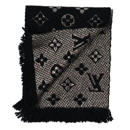 Louis Vuitton Wool Silk Logomania Shine Scarf Black 4 of 5