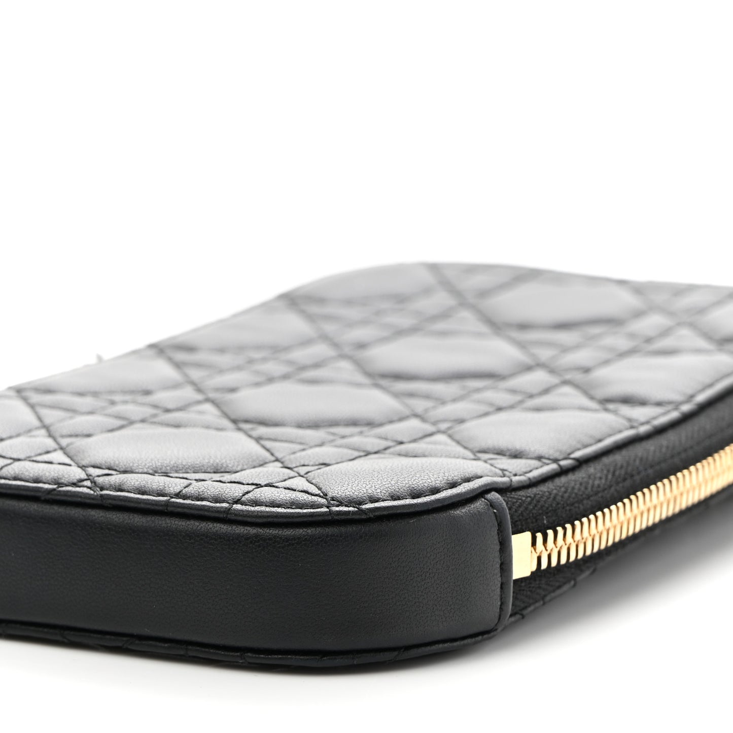 Lambskin Cannage Lady Dior Phone Holder Black