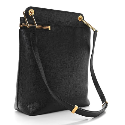 Tom Ford Pebbled Calfskin Zip Shoulder Bag Black 2 of 9