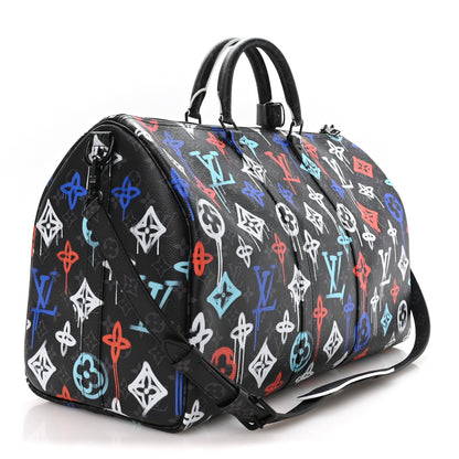 Louis Vuitton Monogram Eclipse LV Graffiti Keepall Bandouliere 50 Multicolor 2 of 8
