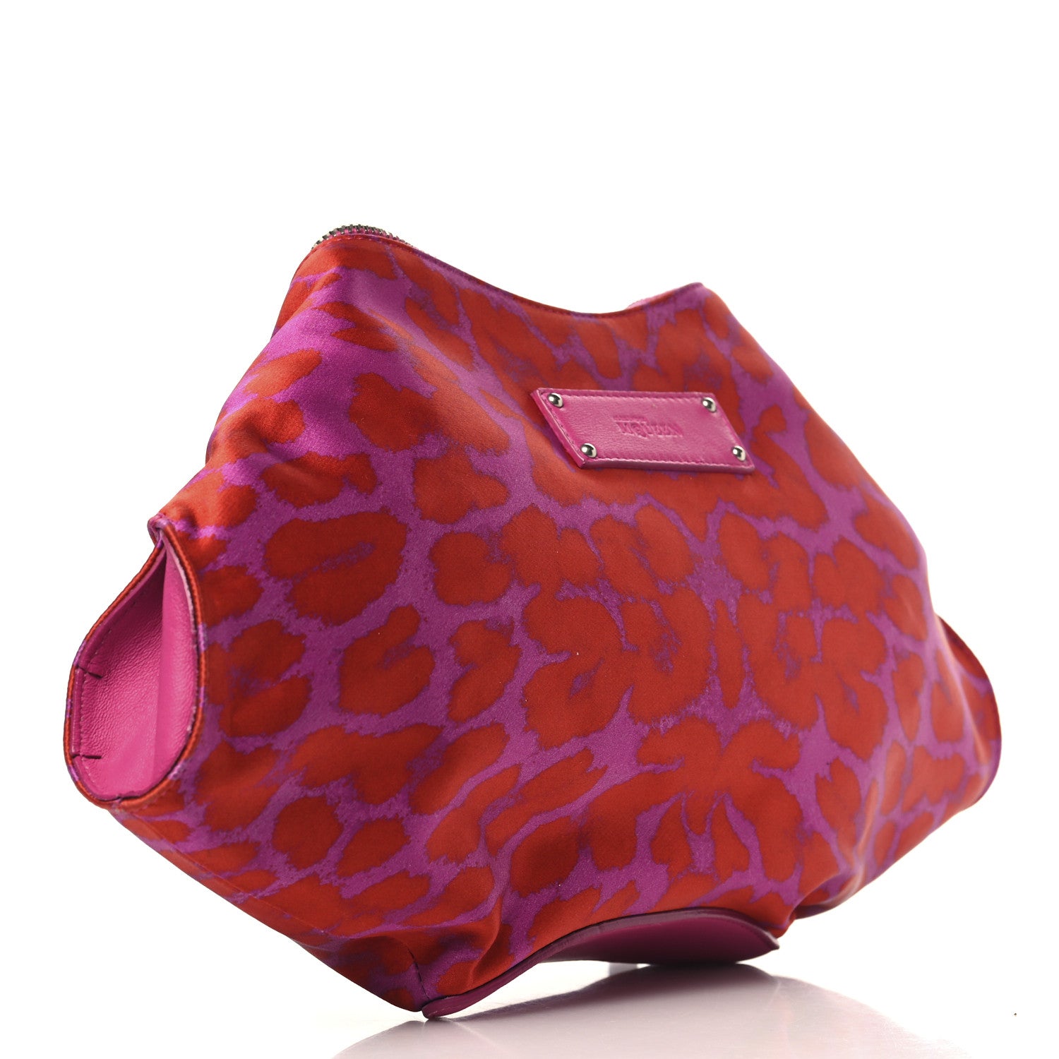 Alexander McQueen Silk Leopard Print Manta Clutch Flame Bougainvillea 3 of 8