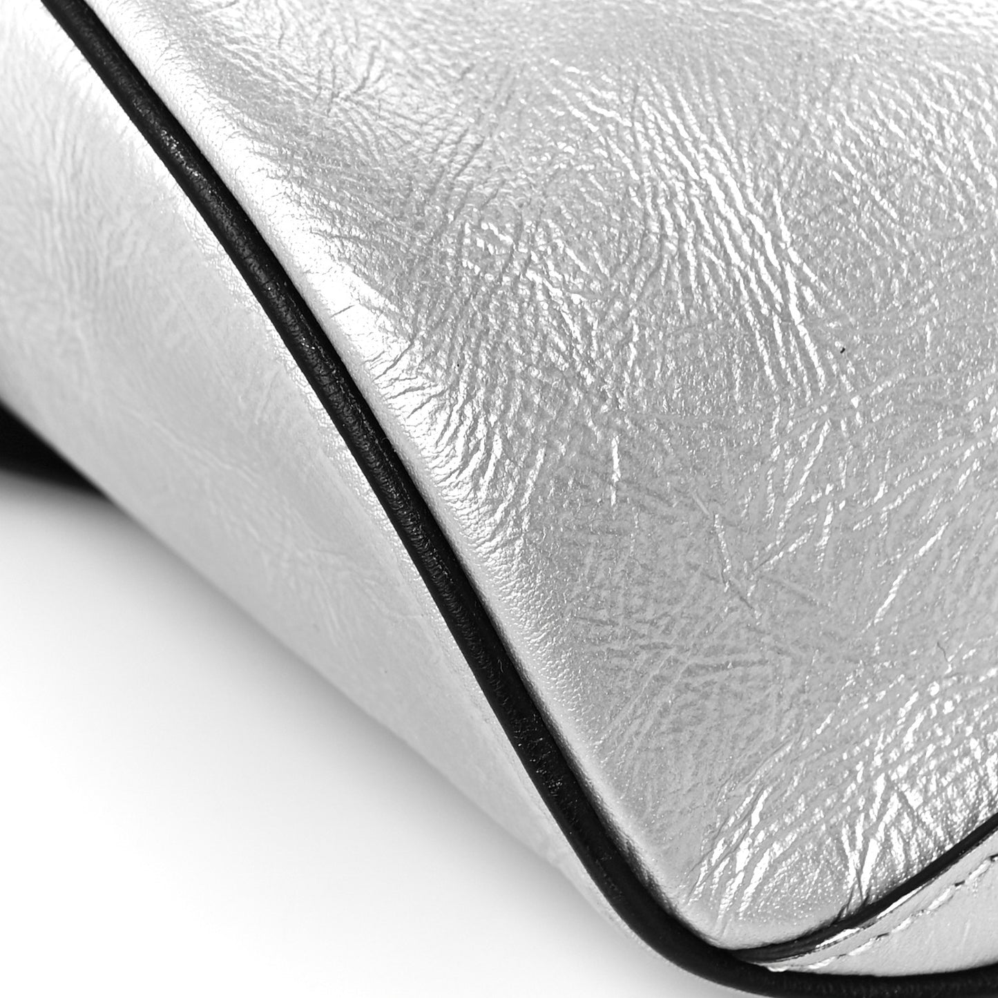 Metallic Calfskin VRing Belt Bag Silver