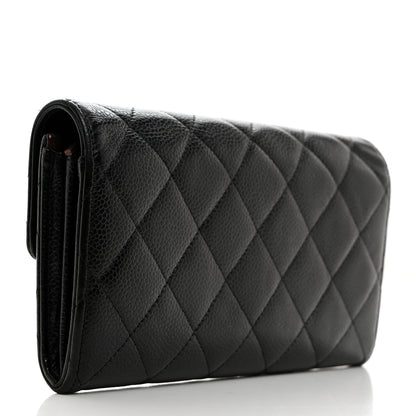 Chanel Caviar Quilted Long Flap Wallet Black 3 of 9