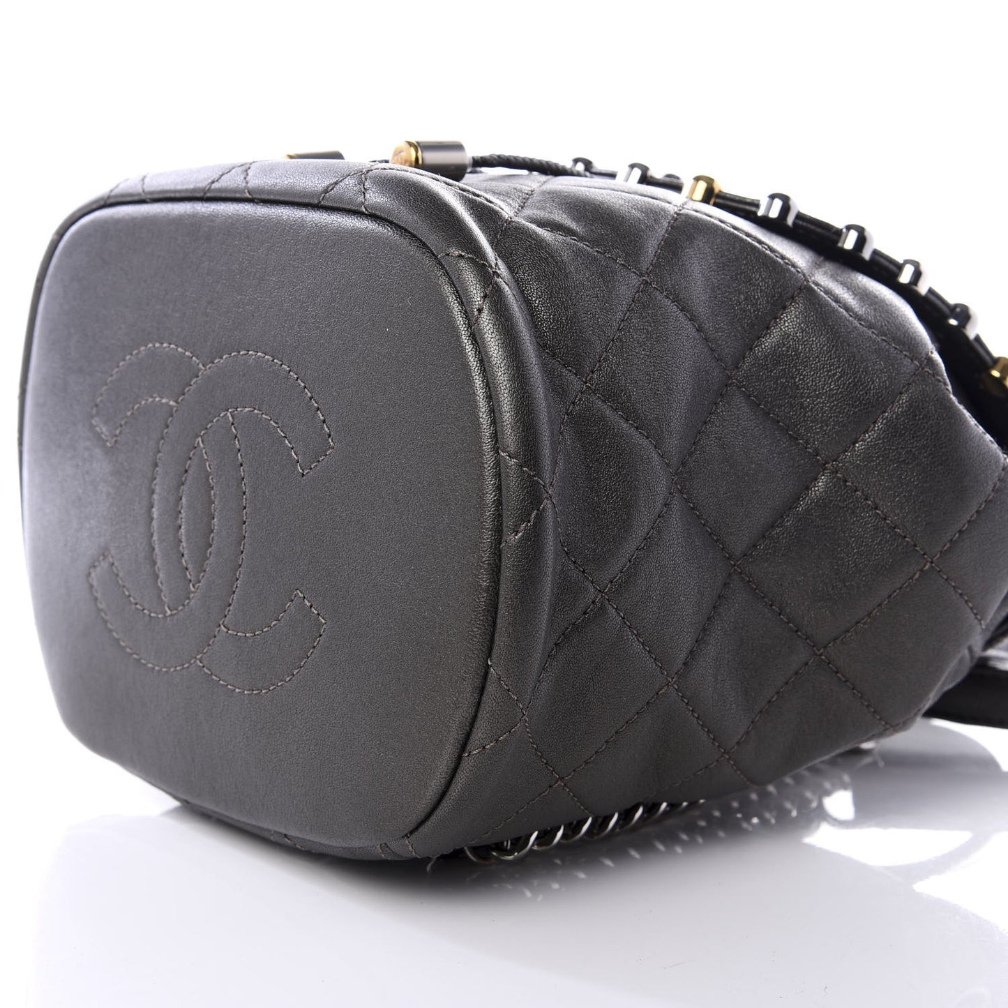 Lambskin Quilted Metallic Bubble Backpack Black