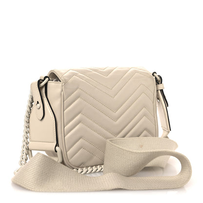Gucci Calfskin Matelasse Monochrome Mini GG Marmont Crossbody Shoulder Bag White 3 of 16