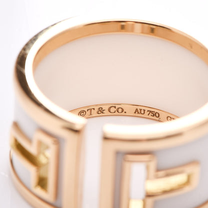 Tiffany 18K Yellow Gold White Ceramic T Cutout Ring 52 6 5 of 8