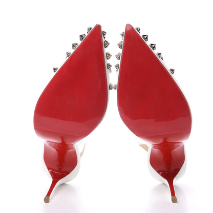Christian Louboutin Patent Drama Sling 100 Pumps 36.5 Latte Silver 6 of 12