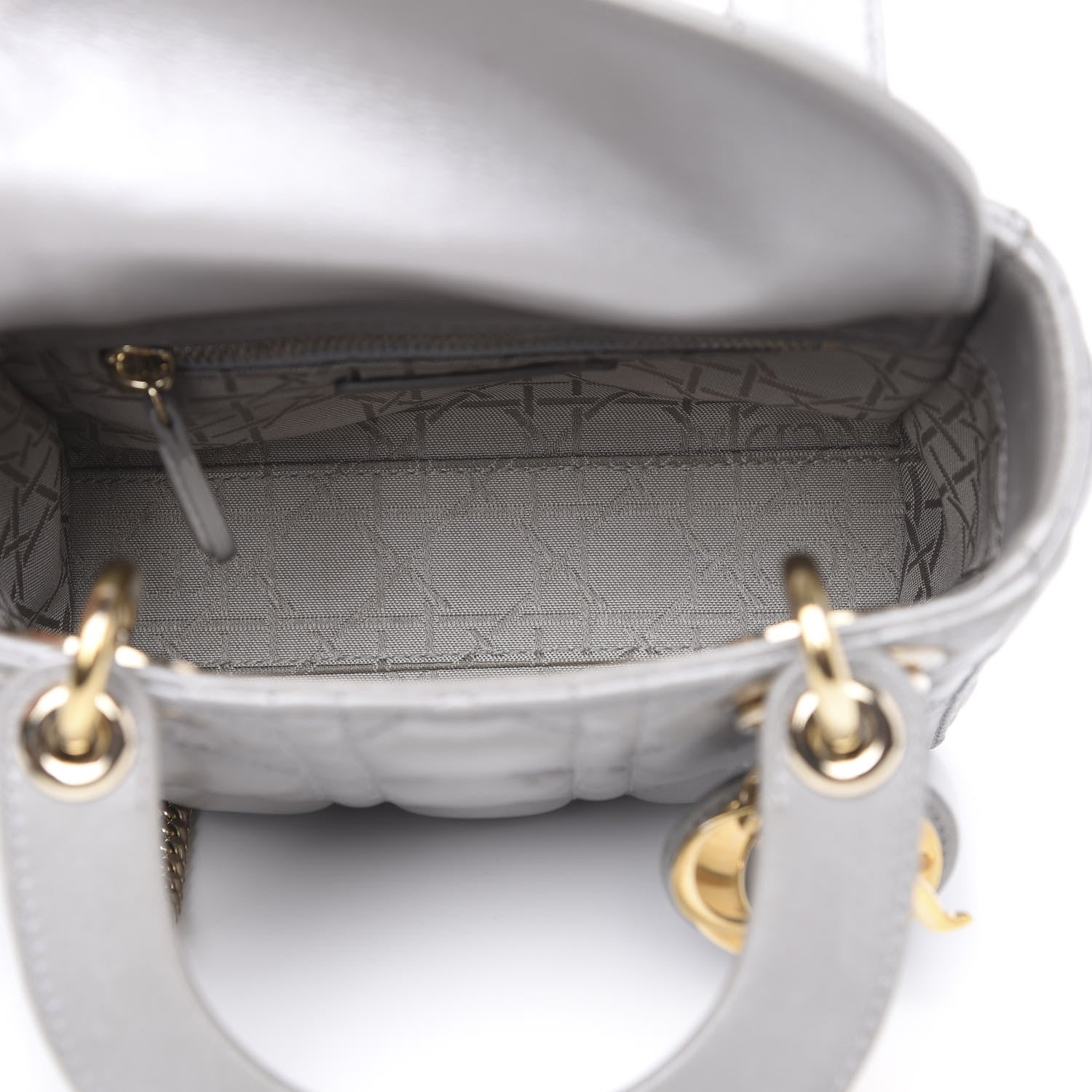 Christian Dior Metallic Lambskin Cannage Mini Lady Dior Grey 5 of 14