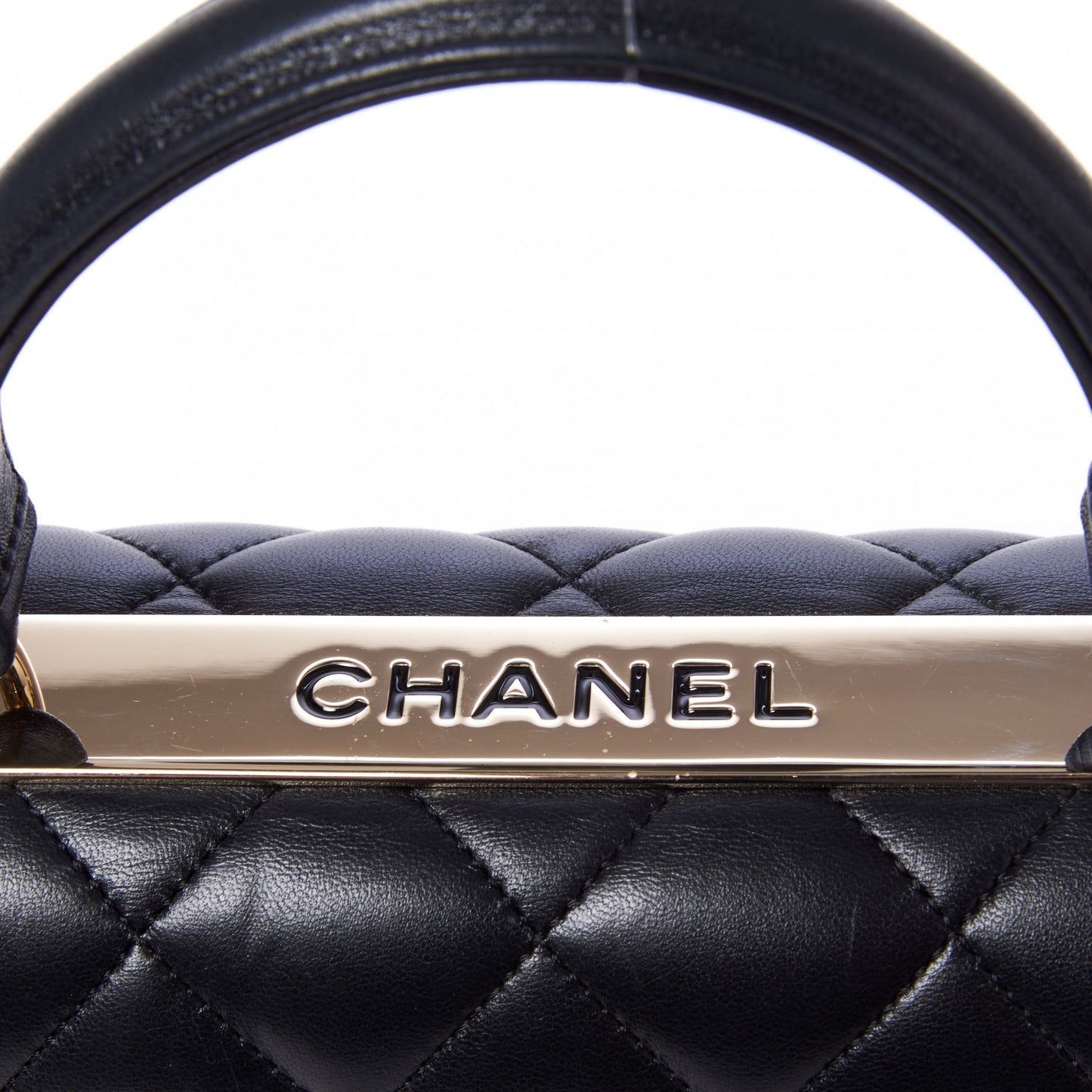 Lambskin Quilted Medium Trendy CC Flap Dual Handle Bag Black