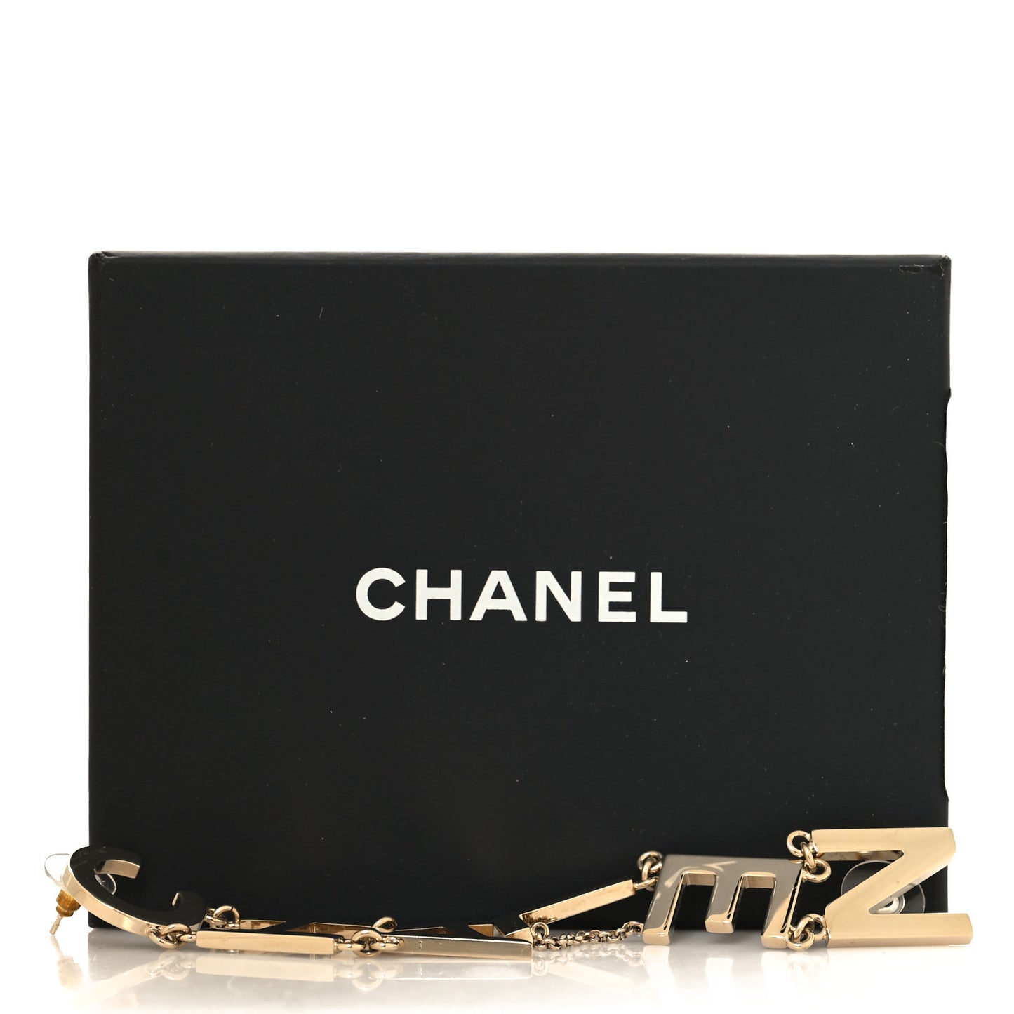 Metal Cha-Nel Logo Drop Earrings Gold