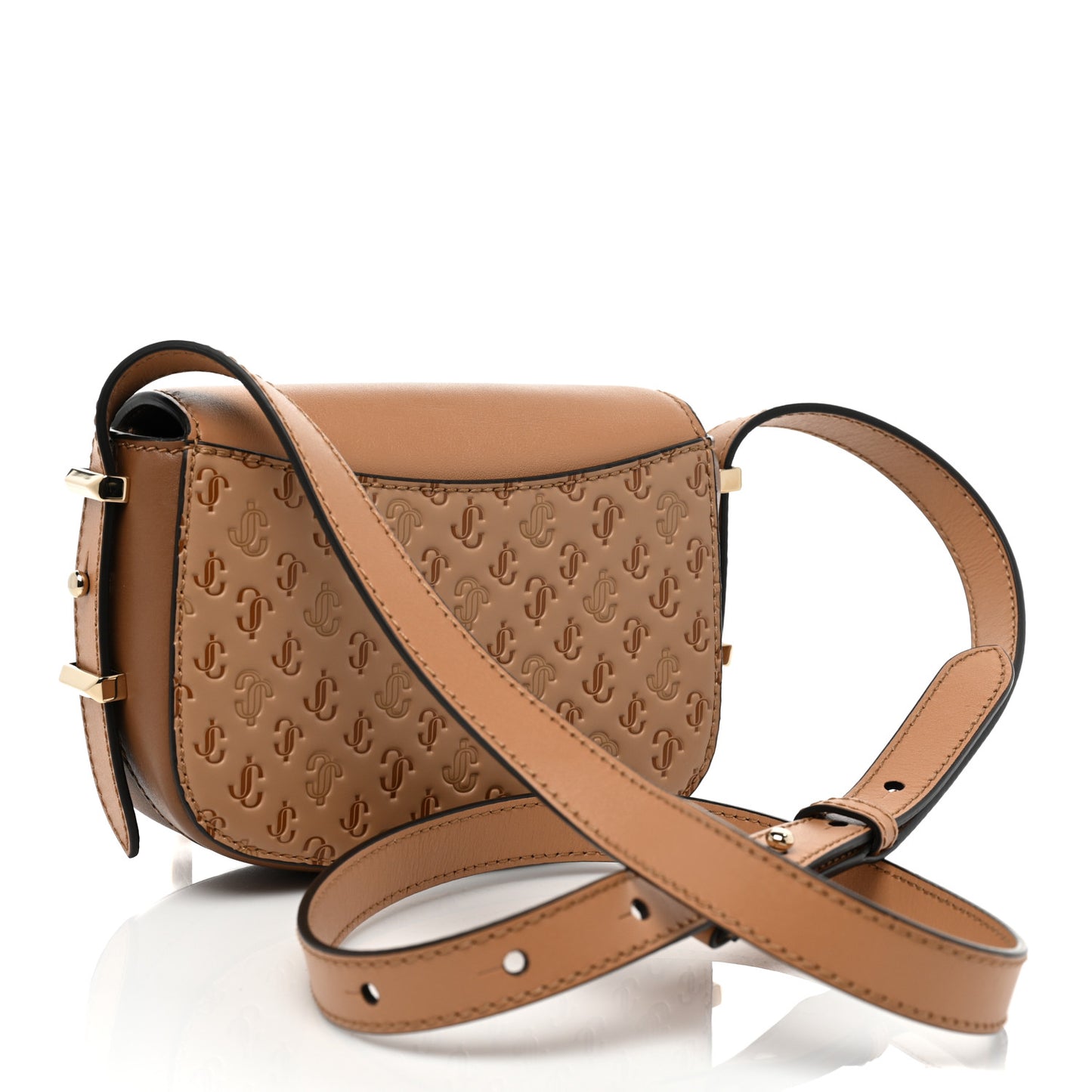 Calfskin Small Varenne Logo Embossed Shoulder Bag Caramel