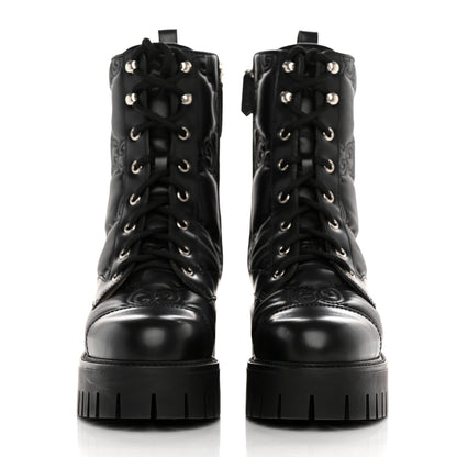 Gucci Cordovan Lux Nappa GG Matelasse Lace Up 60mm Combat Boots 36 Black 2 of 10