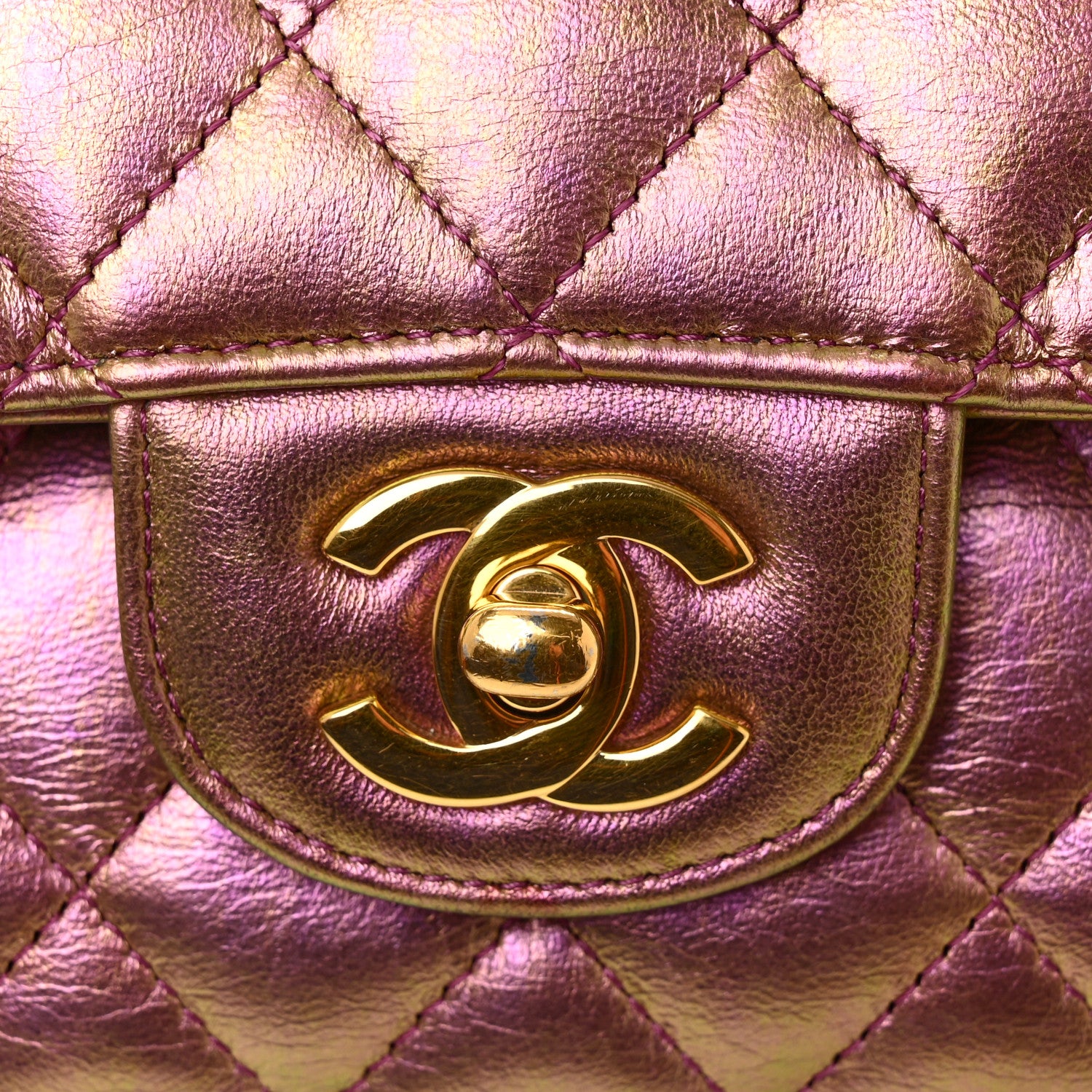 Chanel Iridescent Lambskin Quilted Medium Double Flap Purple 14 of 14