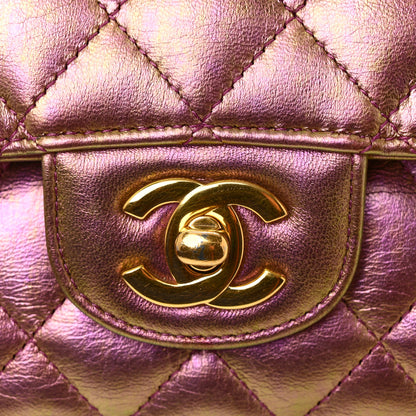 Chanel Iridescent Lambskin Quilted Medium Double Flap Purple 14 of 14