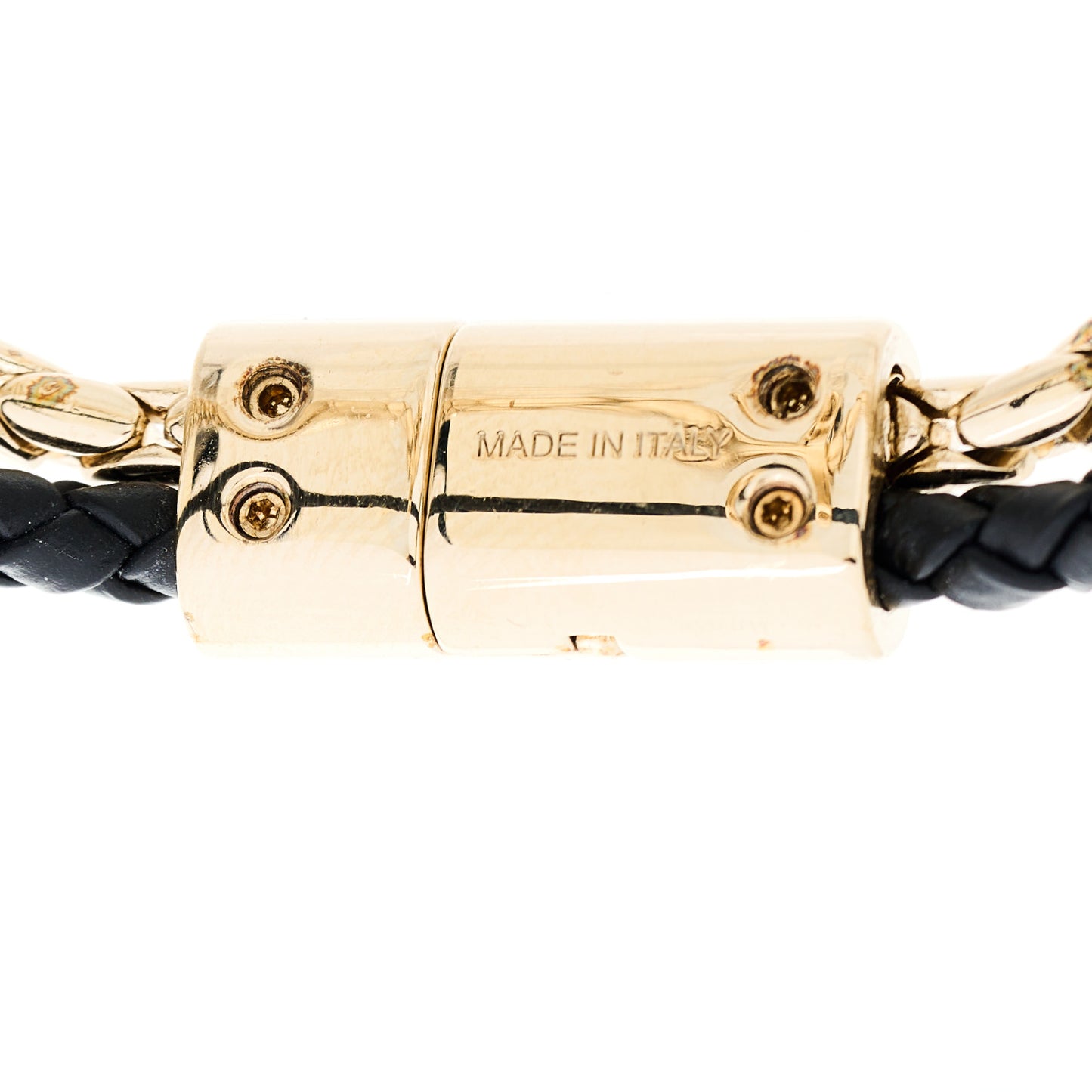 Calfskin Braided Brass Enamel Serpenti Forever Double Coil Bracelet Black