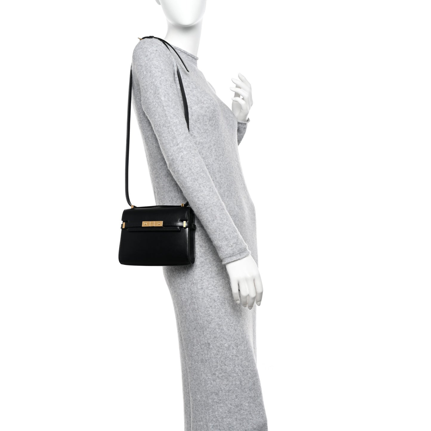 Smooth Calfskin Mini Manhattan Shoulder Bag Black
