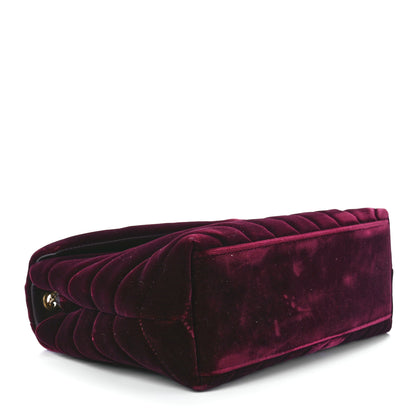 Saint Laurent Velvet Y Quilted Monogram Small Loulou Chain Satchel Burgundy 5 of 12