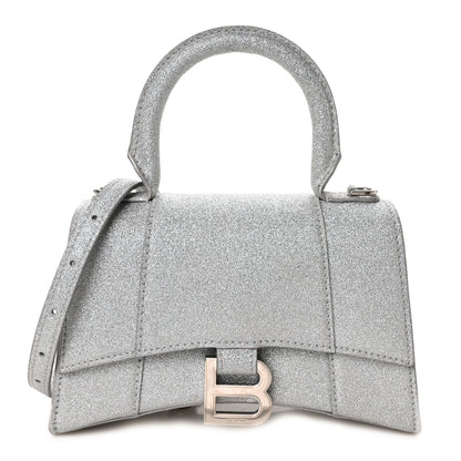 Balenciaga Sparkling Fabric Hourglass Top Handle Bag XS Silver 1 of 10