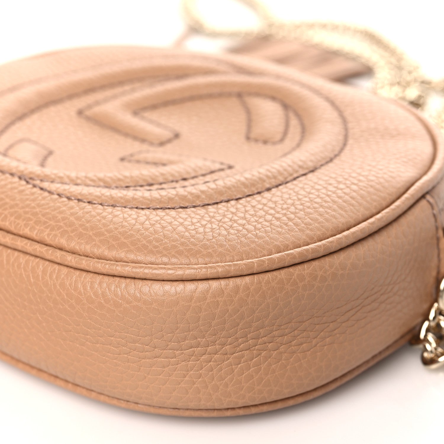 Gucci Pebbled Calfskin Mini Soho Chain Bag Camelia 9 of 9