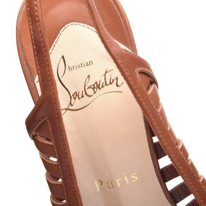Christian Louboutin Calfskin Slingback Platform Pumps 37.5 Brown 9 of 12