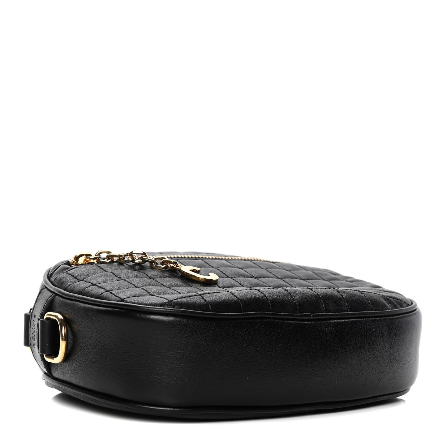 Calfskin Quilted Small C Charm Bag Black