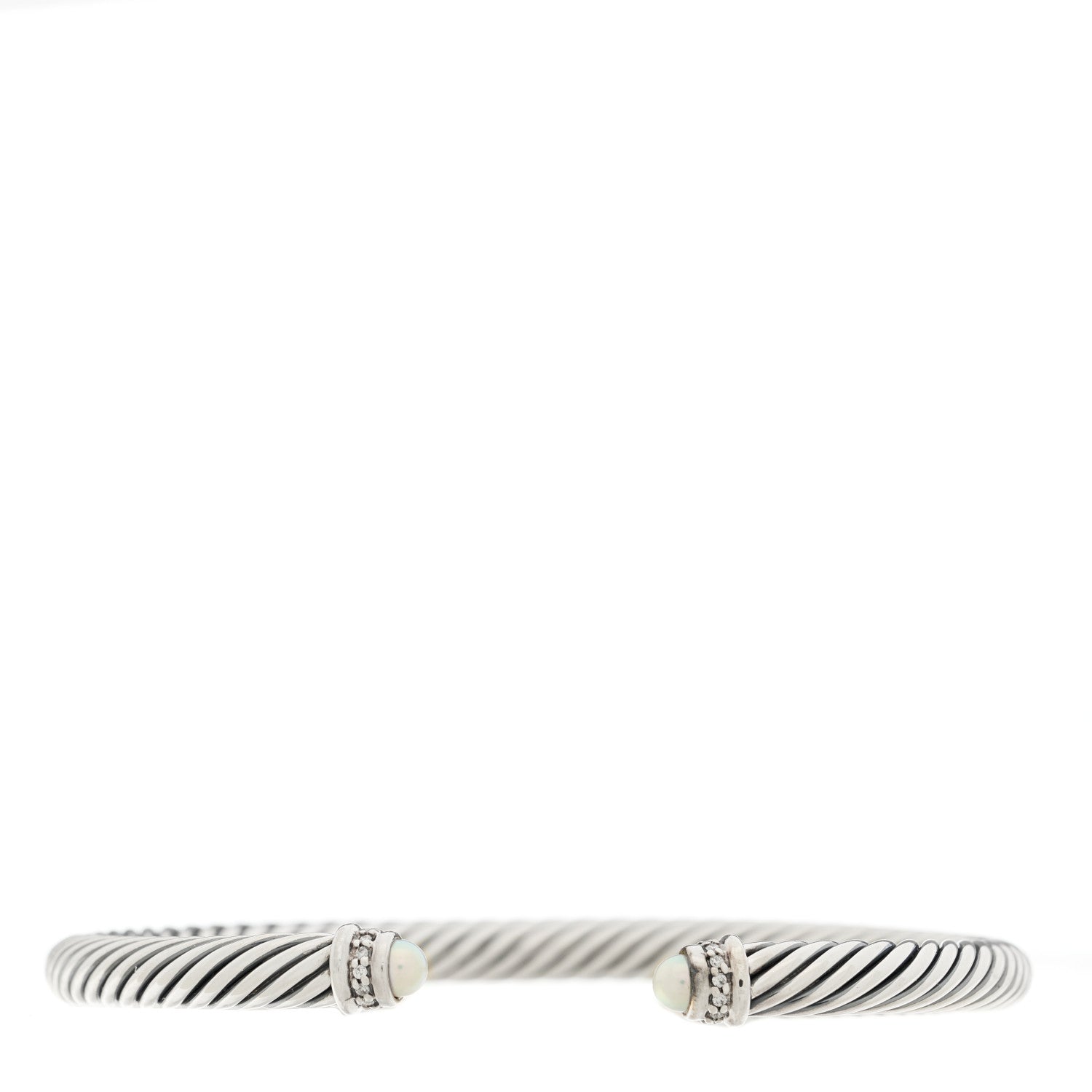 David Yurman Sterling Silver Diamond Pearl 5mm Cable Classics Bracelet 1 of 3