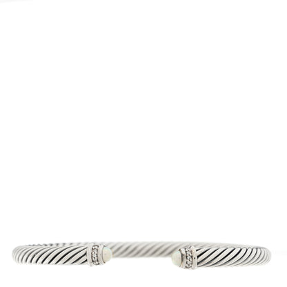 David Yurman Sterling Silver Diamond Pearl 5mm Cable Classics Bracelet 1 of 3