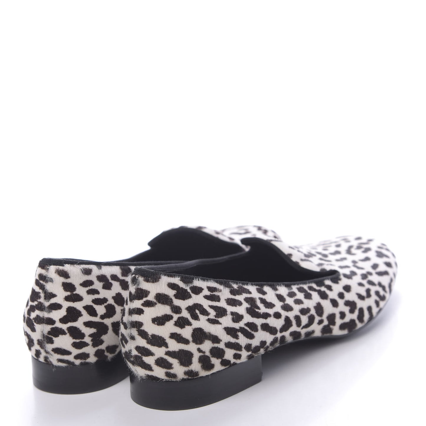Calfskin Calf Hair Corda Snow Leopard Slipper 37 Black White