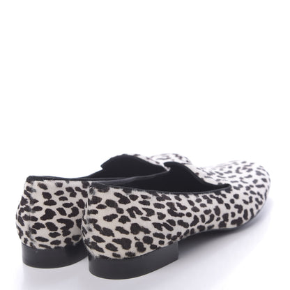 Saint Laurent Calfskin Calf Hair Corda Snow Leopard Slipper 37 Black White 4 of 12