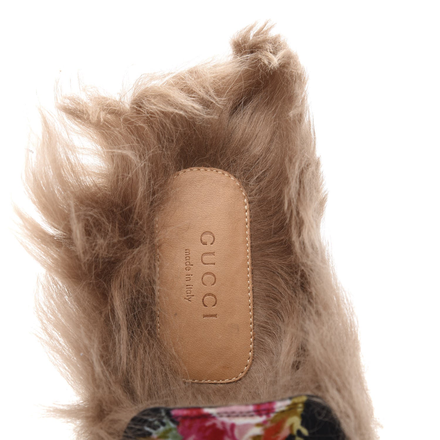 Gucci Velvet Fur Floral Womens Princetown Slippers 37 Black 6 of 8