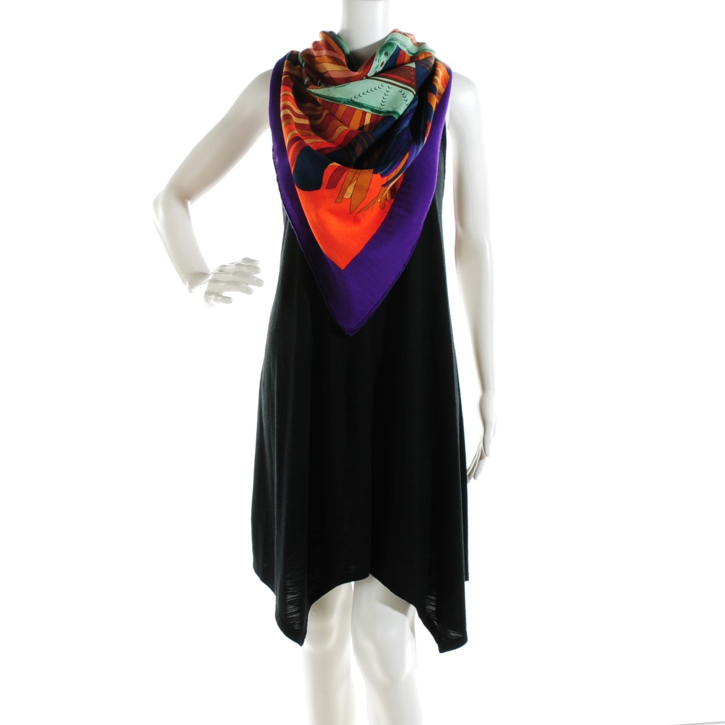Cashmere Silk Cuirs Du Desert II Shawl 140 Violet Corail Vert Amande