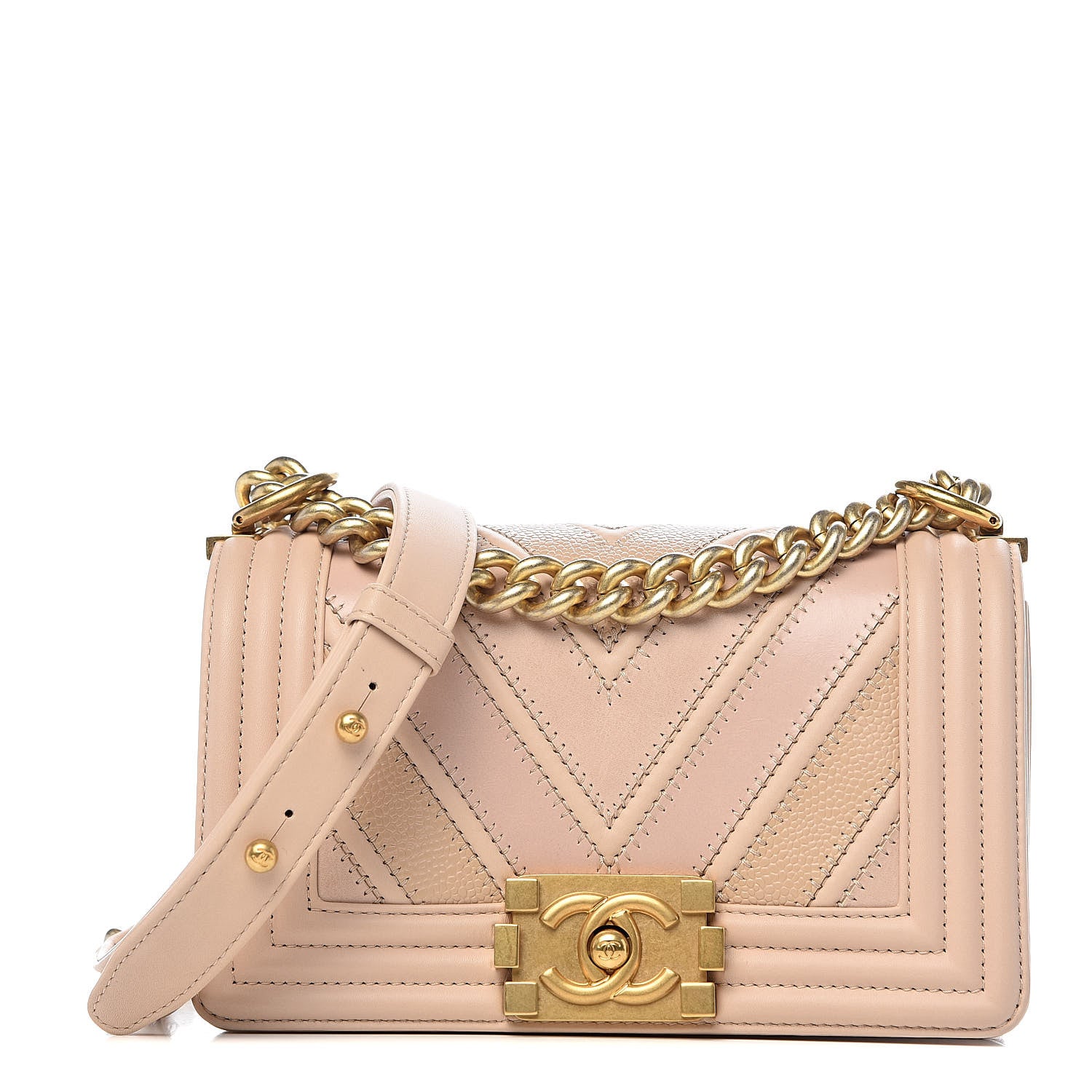 Chanel Caviar Suede Calfskin Chevron Quilted Small Boy Flap Light Pink 1 of 11