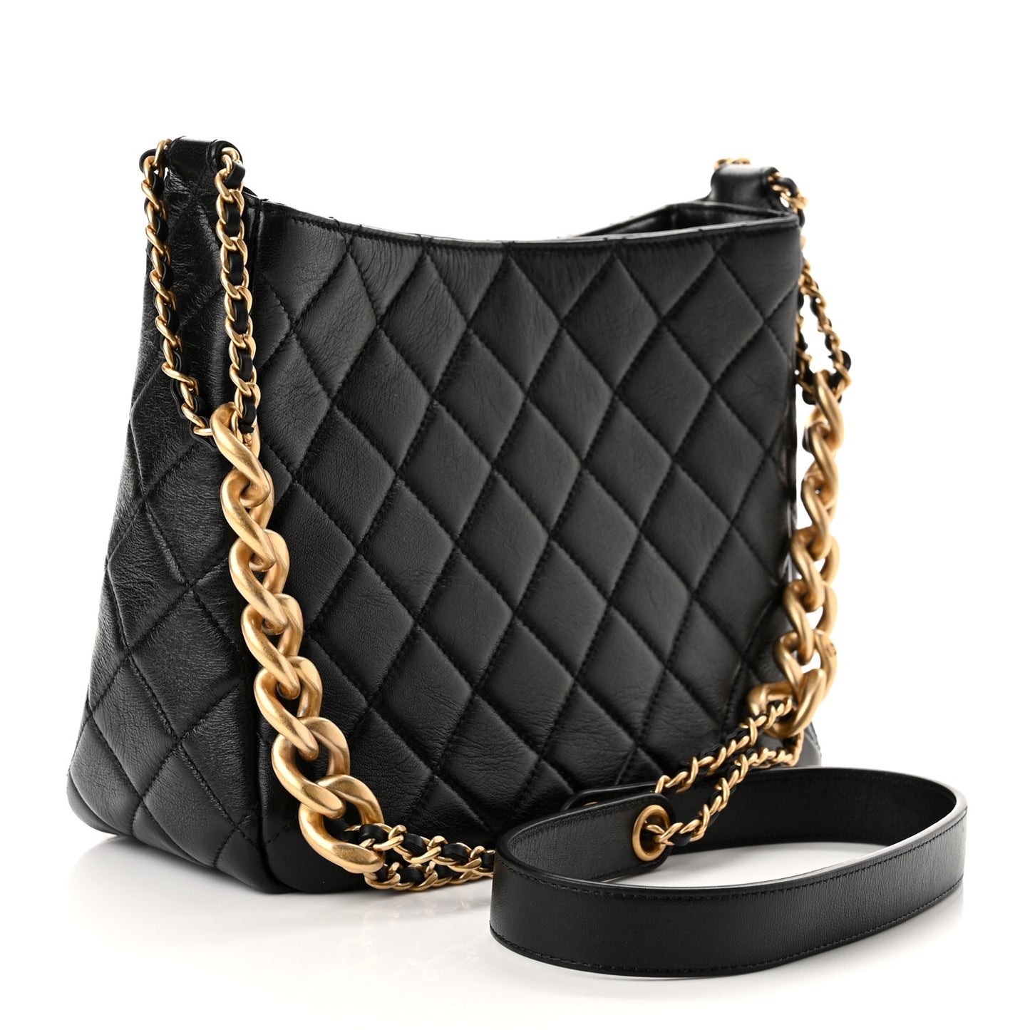 Lambskin Quilted Hobo Black