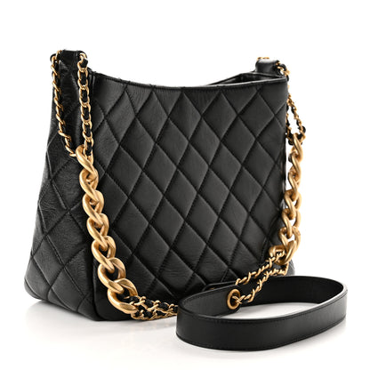 Chanel Lambskin Quilted Hobo Black 3 of 10