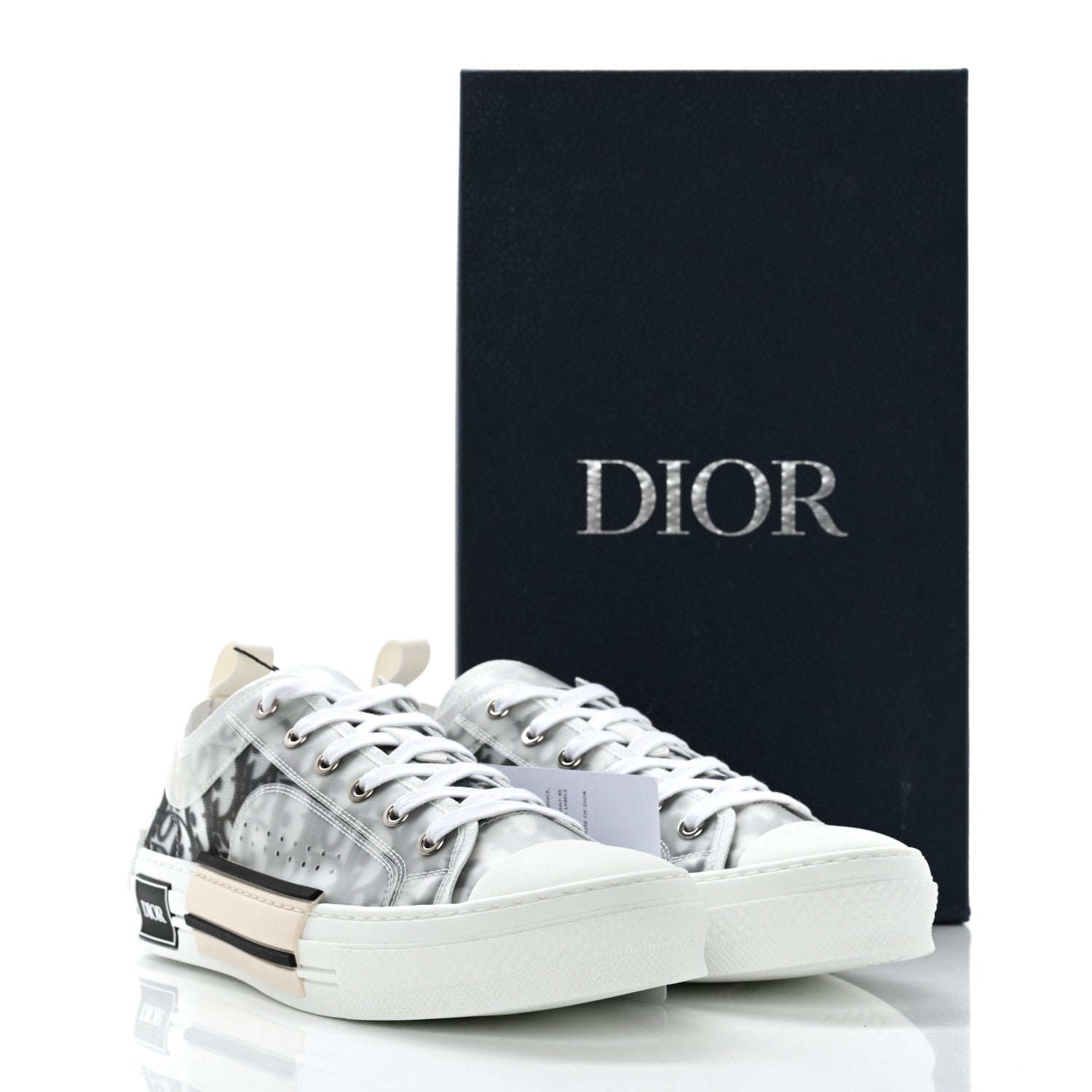 Christian Dior Technical Canvas Oblique Mens B23 Low Top Sneaker 42 White Black 9 of 9
