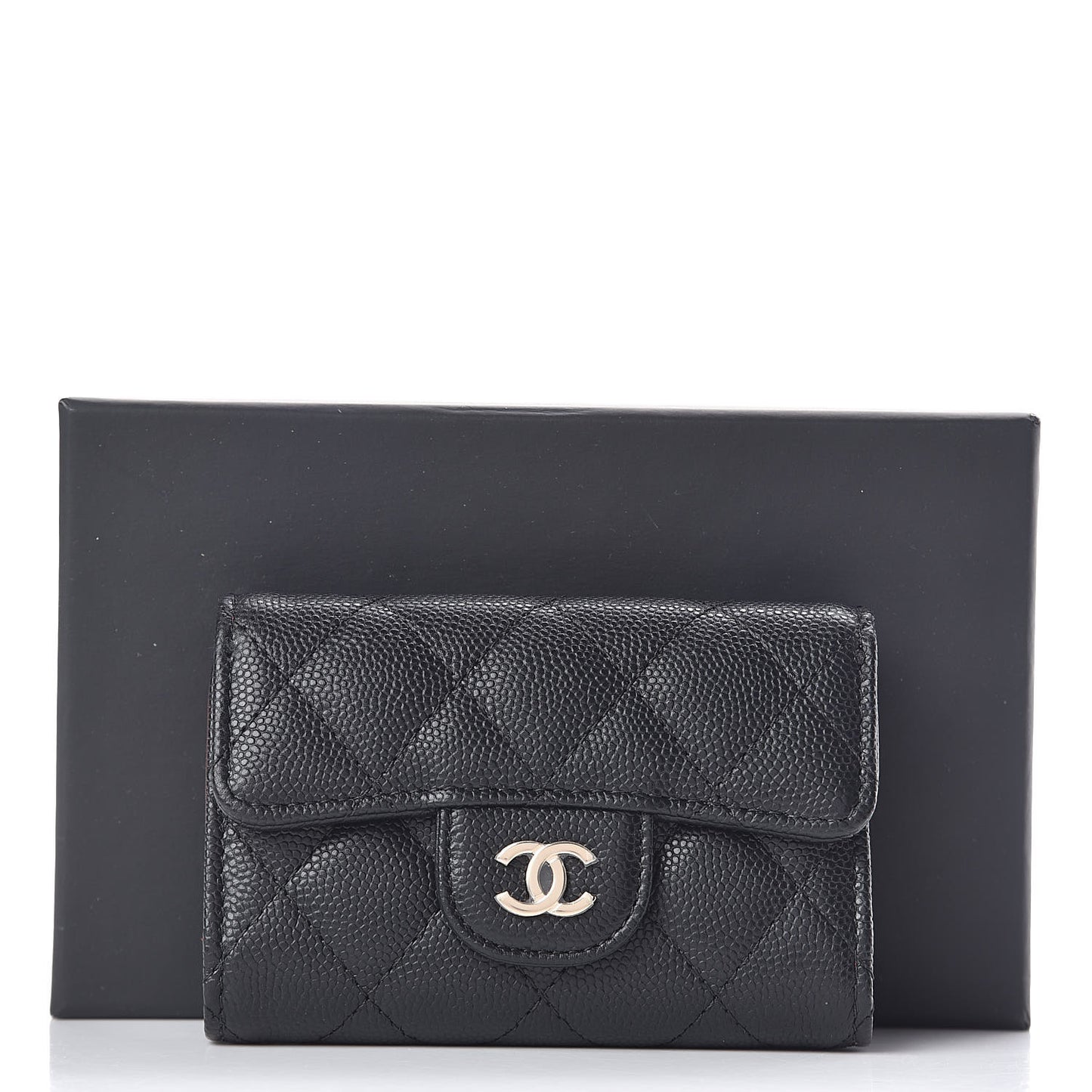Caviar Quilted Classic 4 Key Holder Wallet Black