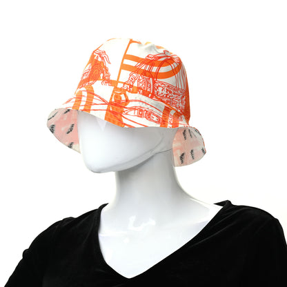 Hermes Silk Brides De Gala en Desordre Reverso Bucket Hat 57 Orange 2 of 5