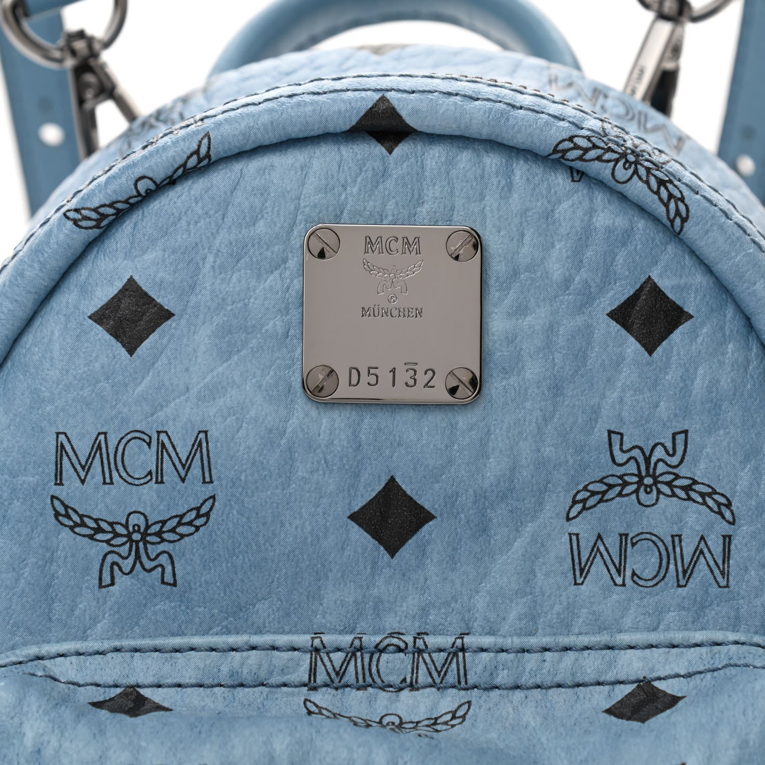 MCM Visetos Side Stud X-Mini Stark Bebe Boo Backpack Blue 7 of 8
