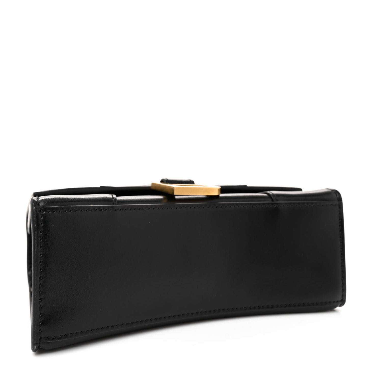Shiny Box Calfskin Hourglass Top Handle Bag XS Black