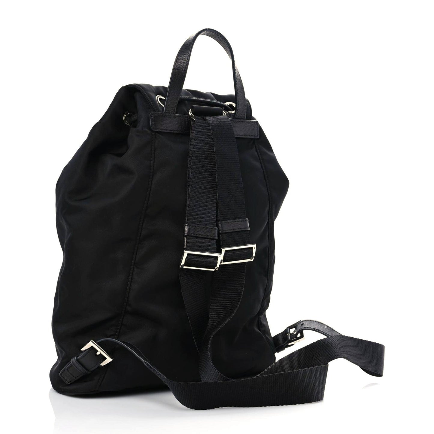 Nylon Vela Saffiano Small Cinch Backpack Black