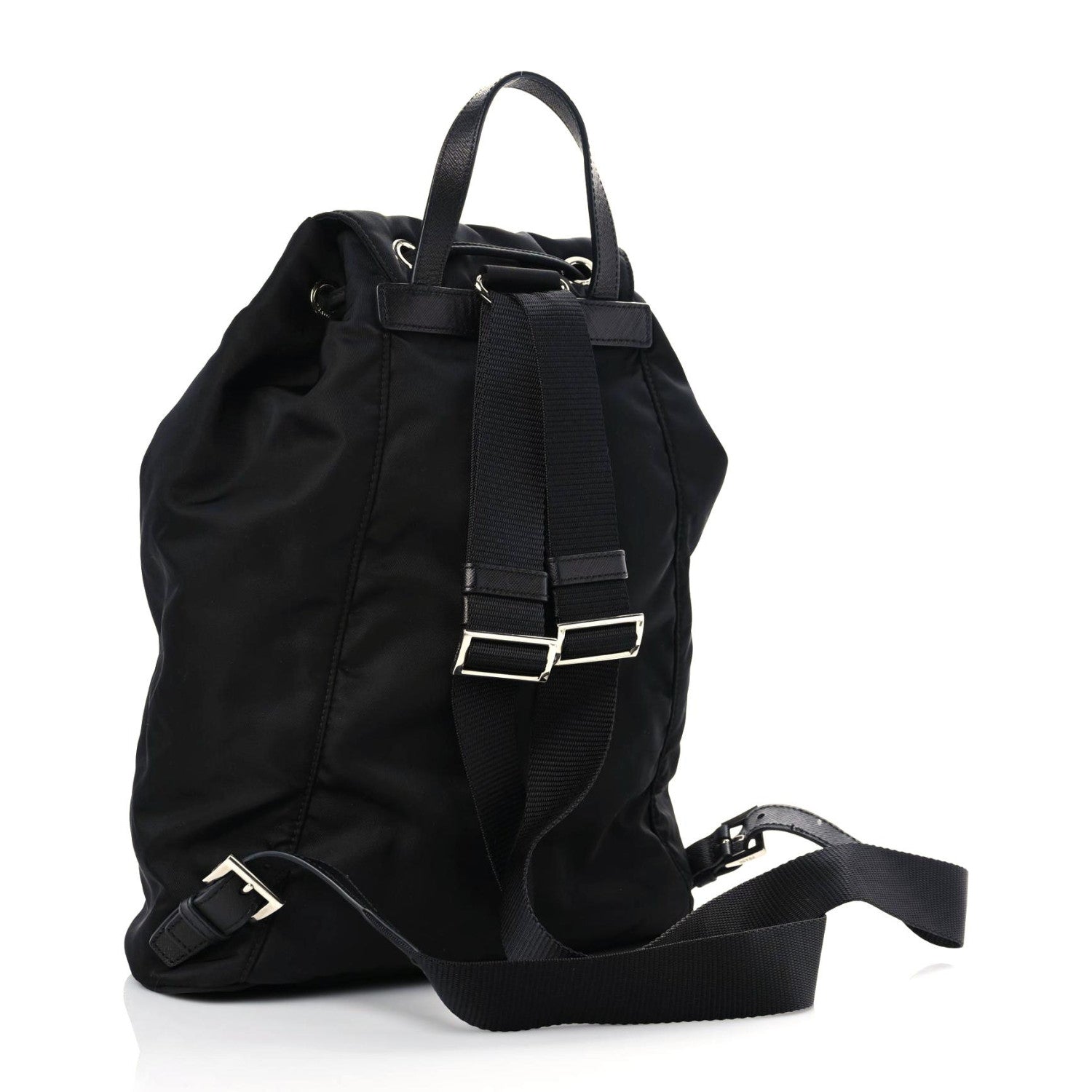 Prada Nylon Vela Saffiano Small Cinch Backpack Black 3 of 9