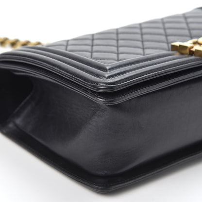 Chanel Lambskin Quilted Medium Boy Flap Pearly Black 5 of 10
