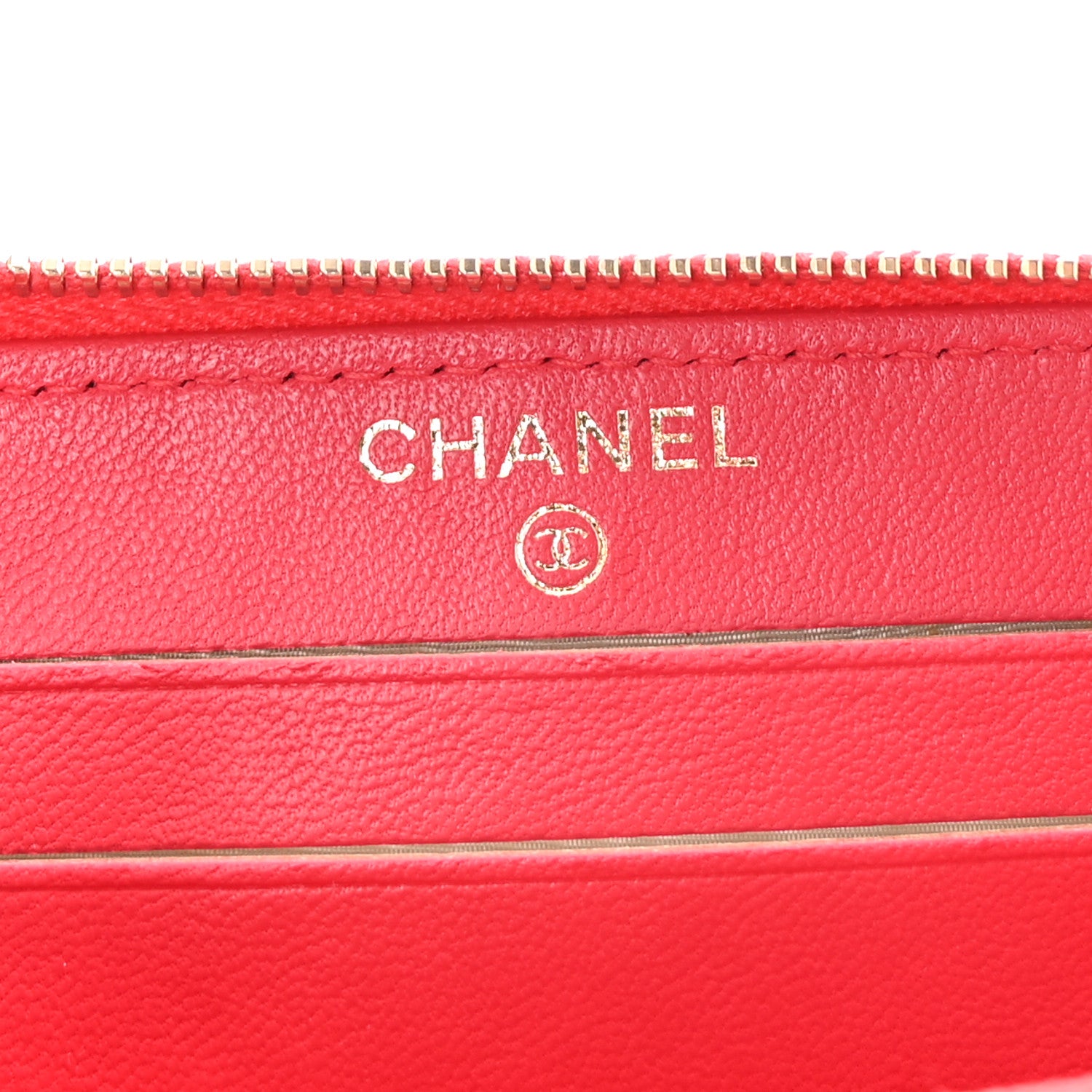Chanel Lambskin Quilted Small Zip Around Wallet Red 6 of 9