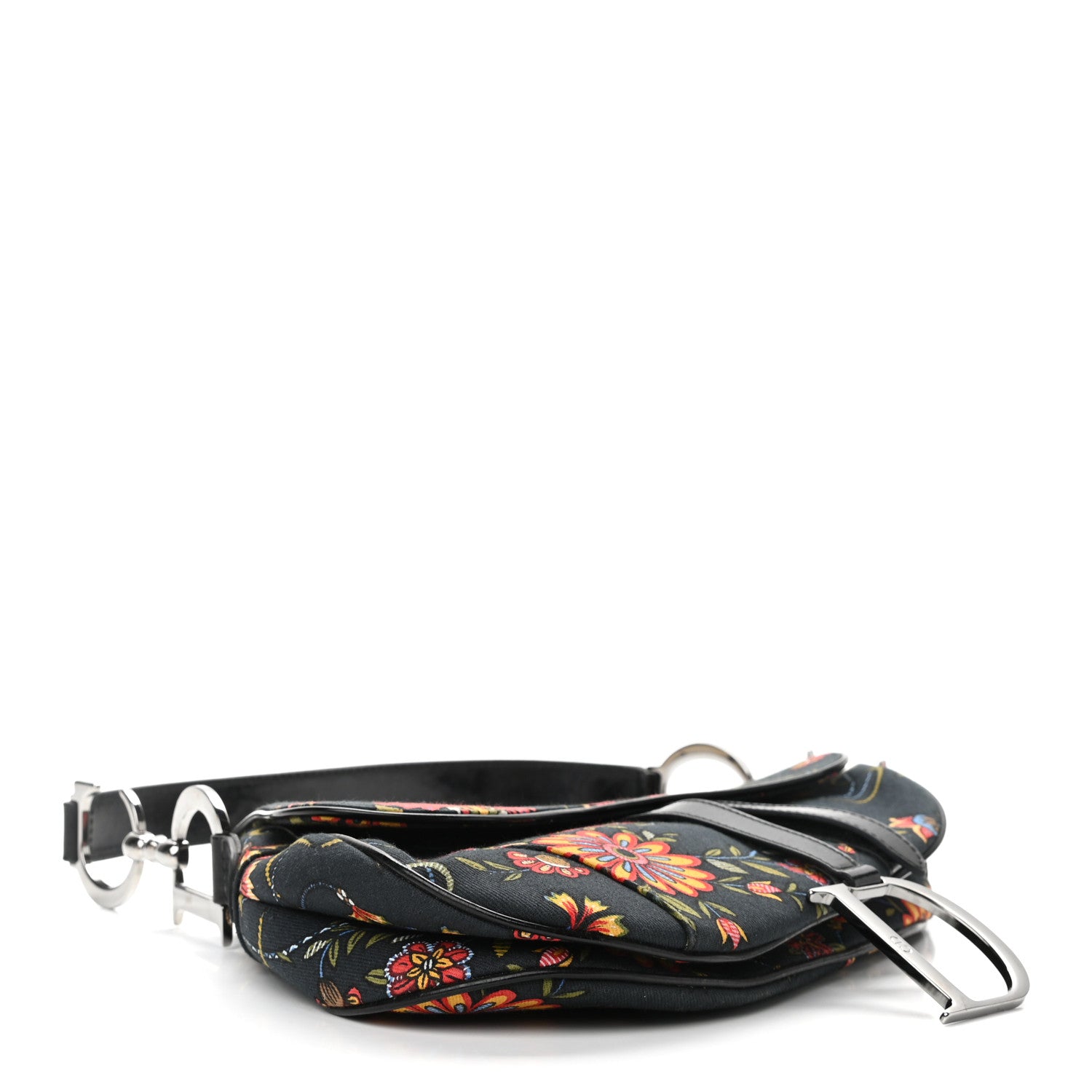 Christian Dior Canvas Floral Saddle Bag Black 4 of 10