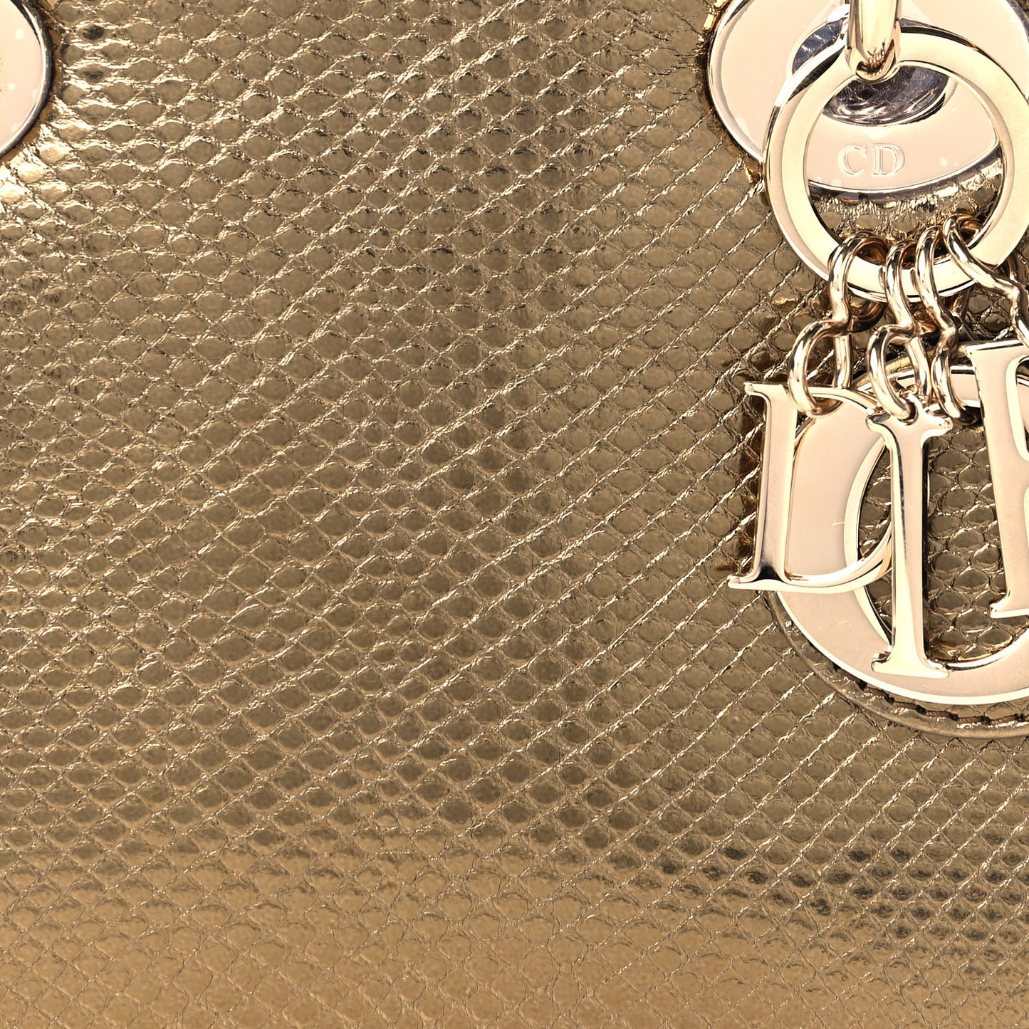 Metallic Lizard Mini Lady Dior Gold Silver
