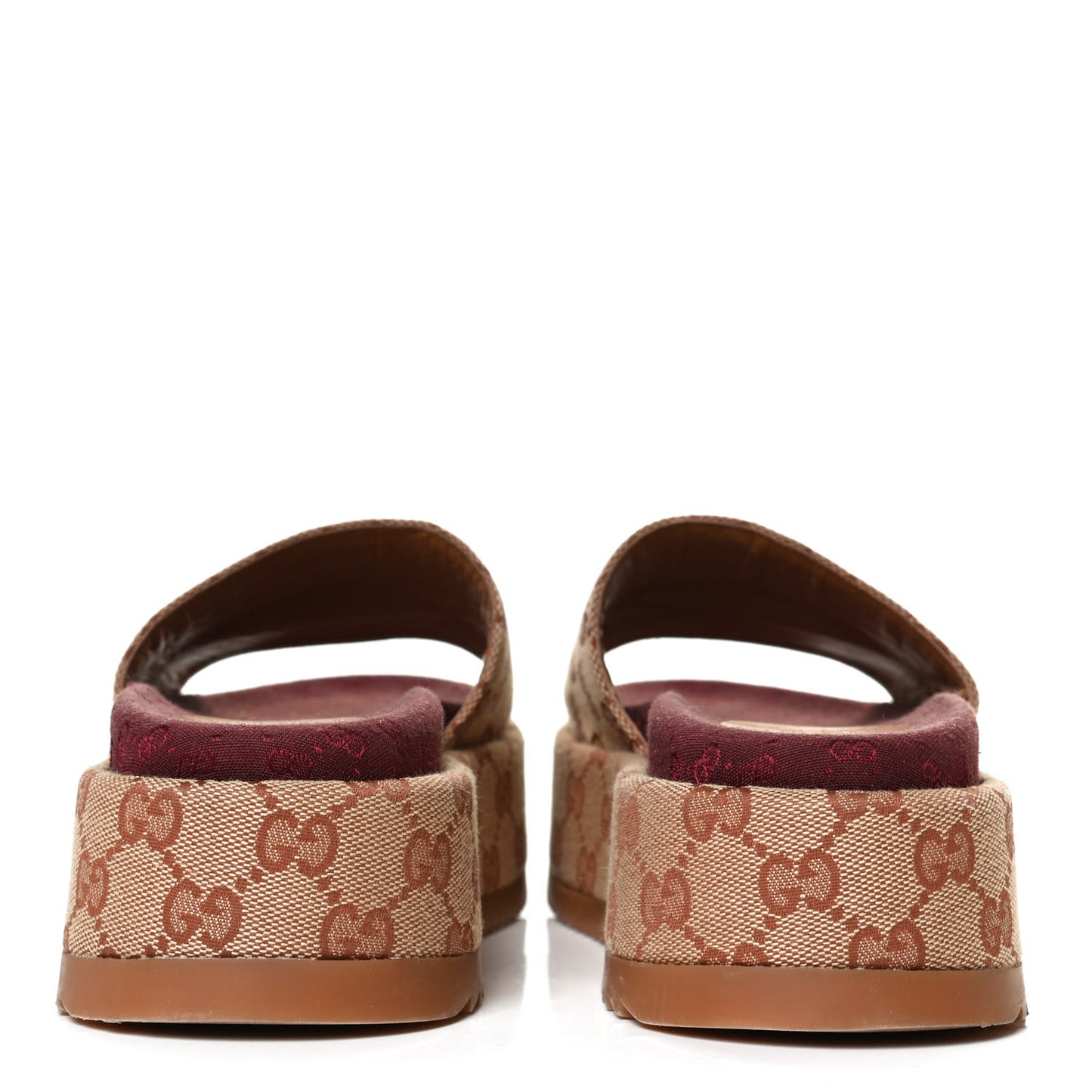 Canvas GG Monogram Angelina Platform Slide Sandals 36.5 Beige Ruggine