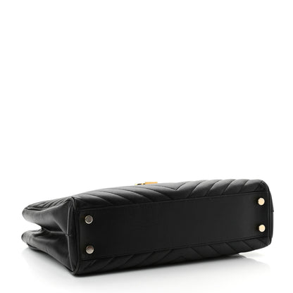 Saint Laurent Grain De Poudre Matelasse Chevron Monogram Shopping Bag Black 4 of 10