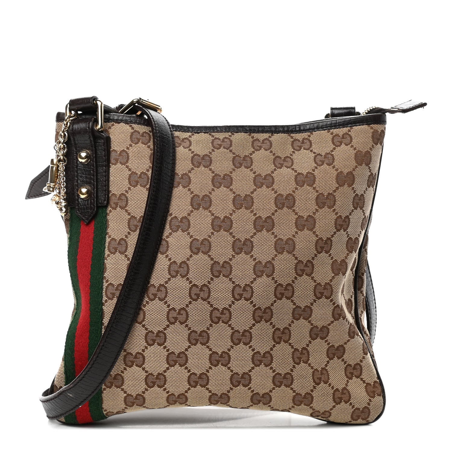 Gucci Monogram Web Jolicoeur Charms Messenger Dark Brown 1 of 4