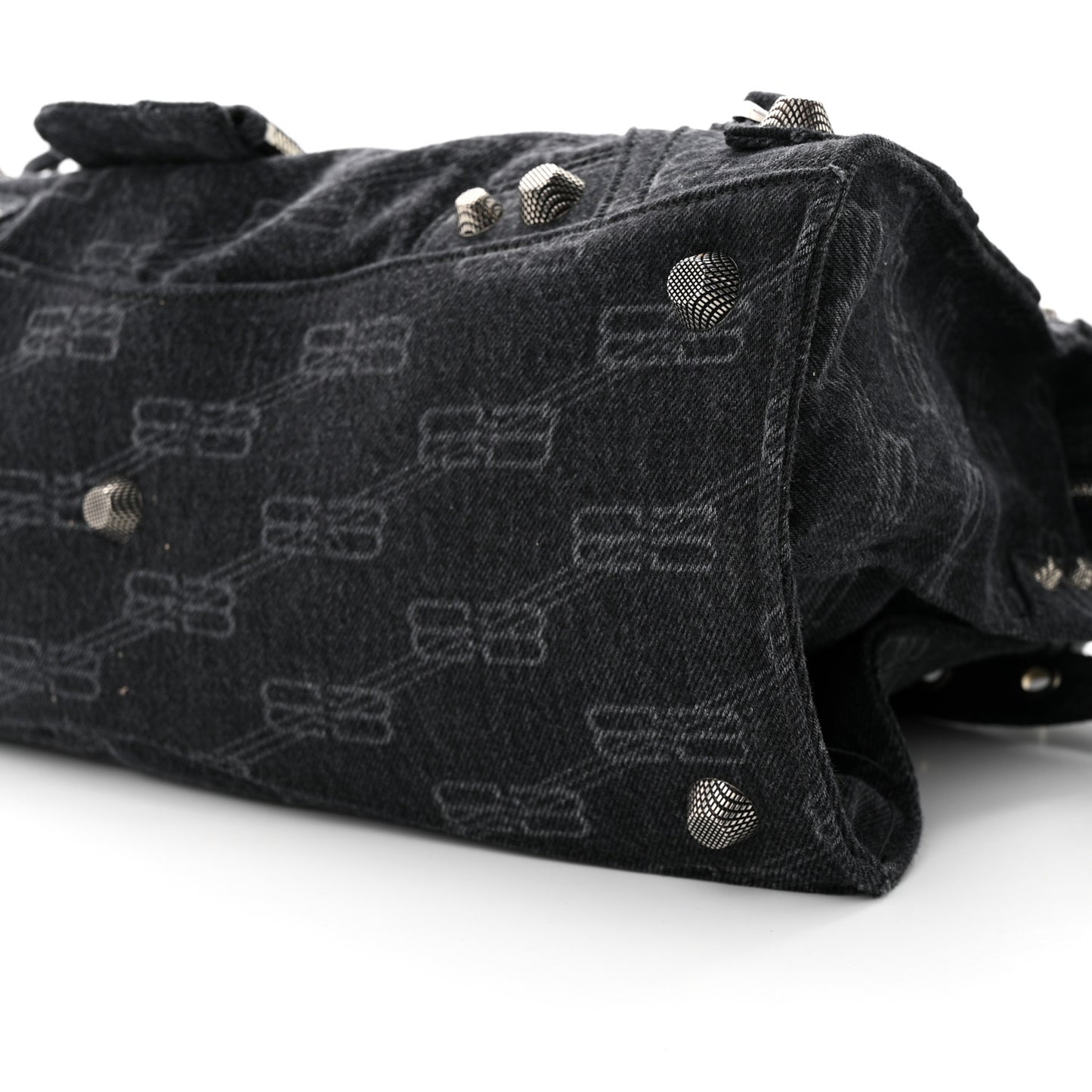 Washed Denim BB Monogram Neo Cagole City Handbag Black